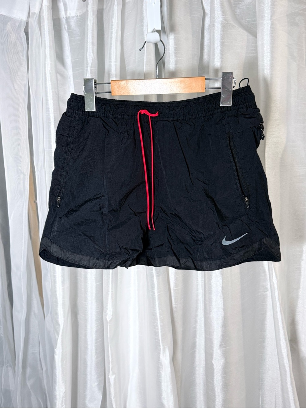 Nike Men’s Black Athletic Shorts with Red Drawstring